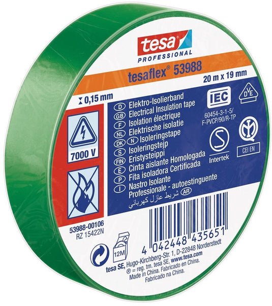 Tesa professional tesa isolatietape 19mm - 20 meter - groen