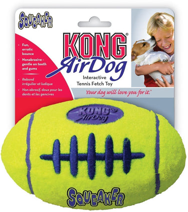 Kong air squeaker football small - bal - 97 mm x 86 mm x 40 mm - geel