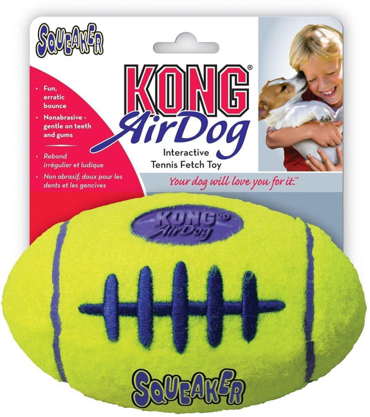 Kong air squeaker football small - bal - 97 mm x 86 mm x 40 mm - geel