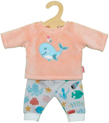 Heless poppen fluffy pyjama roze walvis, 28-35 cm