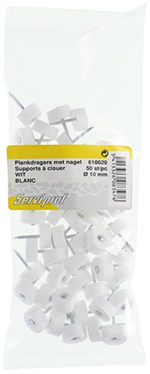 Mack 1013740 - 50 plankdragers + nagel wit ø 10 mm | 10 stuks