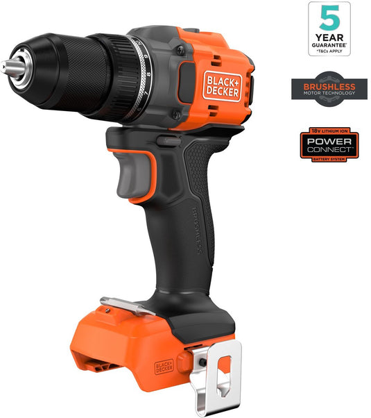 Black+decker 18v brushless schroefboormachine (zonder accu en lader) - bld782n-xj