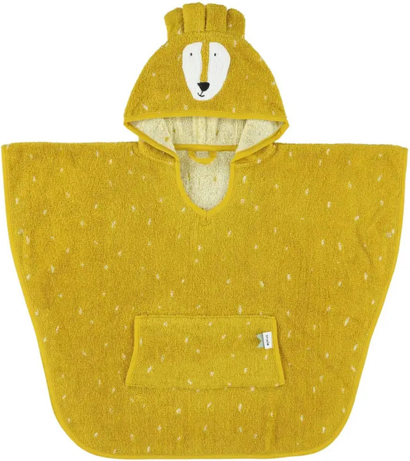 Afbeelding laden in galerijviewer, Trixie poncho - mr. lion - 100% biologisch katoen - badcape kind met capuchon - met leuke details
