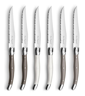 Lou laguiole - tradition 6 steakmessen - peper parel taupe - 6 personen - rvs - vaatwasmachinebestendig