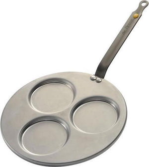 Debuyer de buyer mineral b tri-blinis pan 27 cm – pannenkoekpan met 3 vakken – plaatstaal – pfas-vrij – geschikt voor inductie