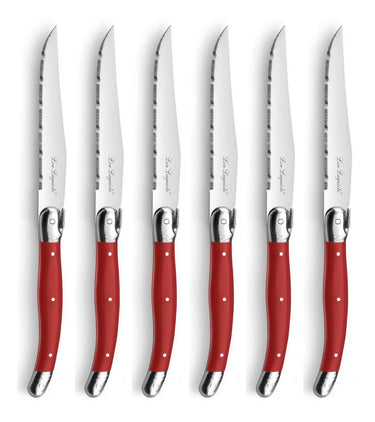 Lou laguiole - tradition - steakmessen set - 6-delig rood