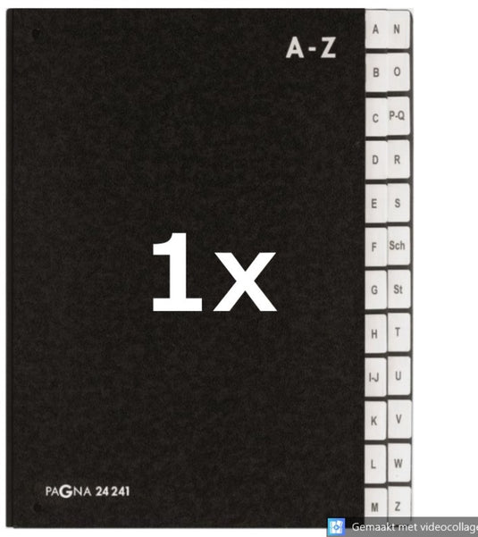 Pagna - lessenaarordner sorteermap 24-tabs a-z - zwart - hardkarton - a4