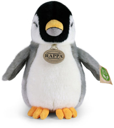 Rappa eco knuffel pinguin 20 cm - realistische knuffel van recyclede pet flessen - grijs wit zwart
