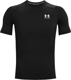 Under armour ua hg armour comp ss-blk heren sportshirt - zwart - wit