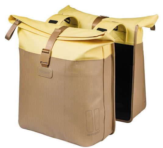 Basil dubbele fietstas vive 28-35l 14 x 30 x 38 cm - zand geel