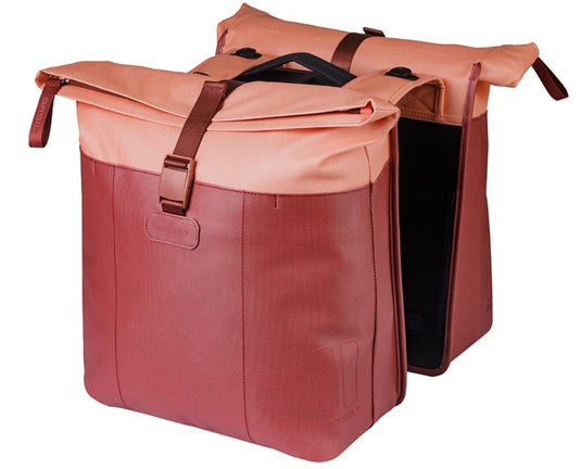 Basil dubbele fietstas vive mik 28-35l 14 x 30 x 38 cm - bordeaux roze