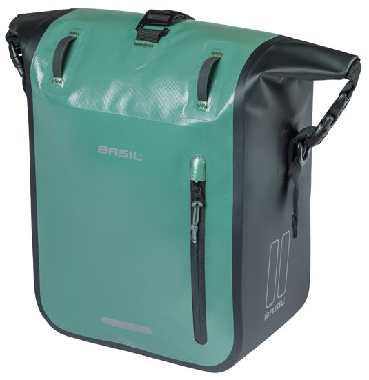 Load image into Gallery viewer, Basil enkele fietstas rivo m tarpaulin mik 12-15l 14 x 25 x 38 cm - groen zwart
