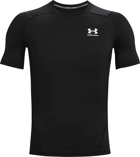 Under armour ua hg armour comp ss-blk heren sportshirt - zwart - wit