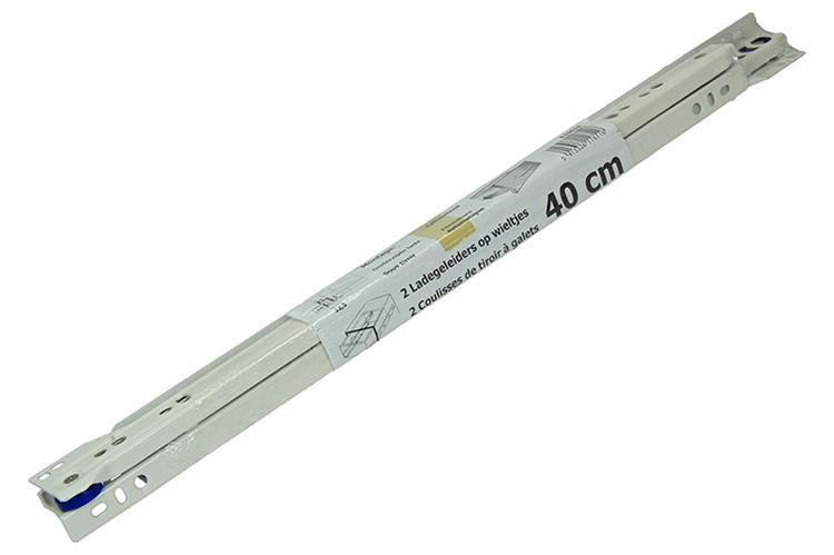 Afbeelding laden in galerijviewer, 1013689 - paar rolladegeleiders wit 25kg 40cm | 5 stuks
