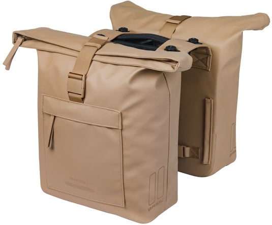 Basil dubbele fietstas brooklyn mik 41l 14 x 30 x 37 cm - zand