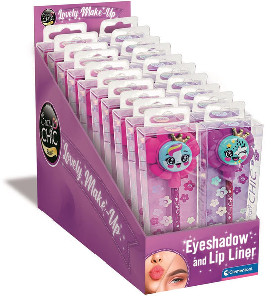 Clementoni crazy chic oogschaduw en lipliner bloem - roze paars