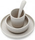 Jollein - kinderserviesset 4-delig (nougat) - siliconen - baby servies, baby bestek - 6-18 maanden
