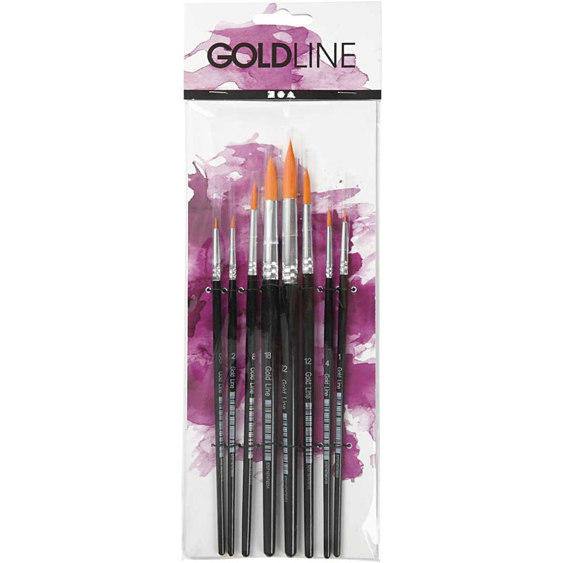 Load image into Gallery viewer, Creativ company https: www.cchobby.nl gold-line-penselen-afm-0-1-2-4-8-12-18-22-l-16-5-21-cm-b-1-8-mm-rond-8-stuk-1-doos
