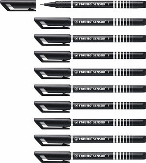 Stabilo sensor - fineliner 0.3 mm - zwart - doos 10 stuks