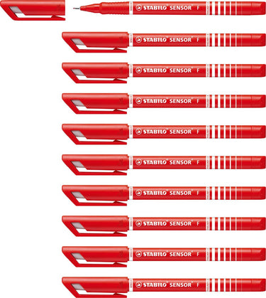 Stabilo sensor - fineliner 0,3 mm - rood - doos 10 stuks