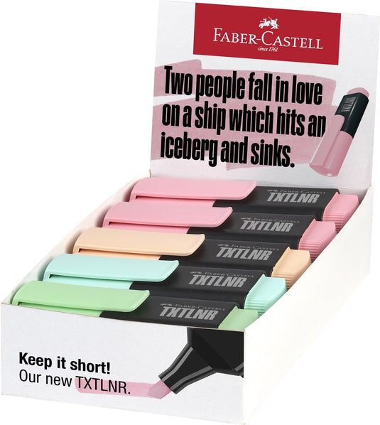 Faber-castell tekstmarker txtlnr - mini - 10 stuks - assorti pastelkleuren - markeerstift - fc-154211