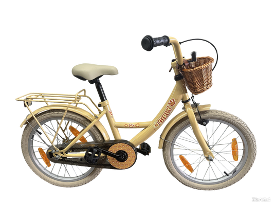 Bikefun kinderfiets girly 18 inch - met mandje en remnaaf - goud