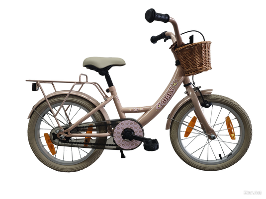 Bikefun kinderfiets girly 16 inch - met mandje en remnaaf - roze