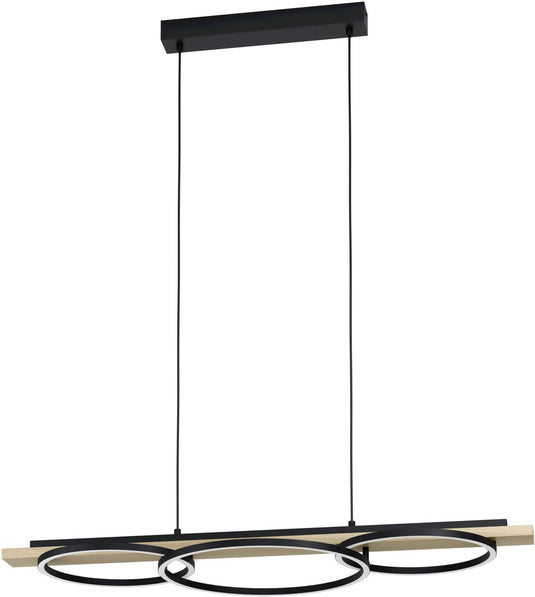 Eglo boyal hanglamp - led - 40cm - hout - zwart bruin
