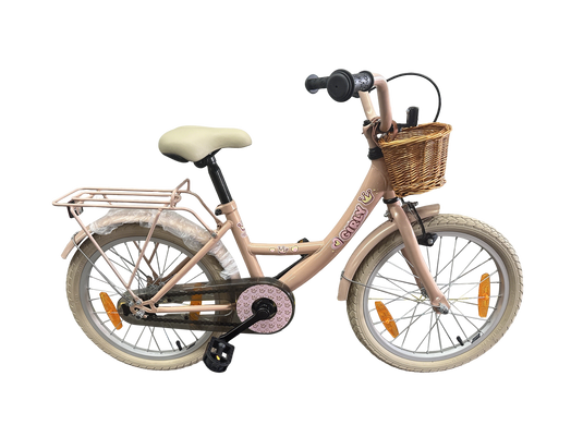 Bikefun kinderfiets girly 18 inch - met mandje en remnaaf - roze