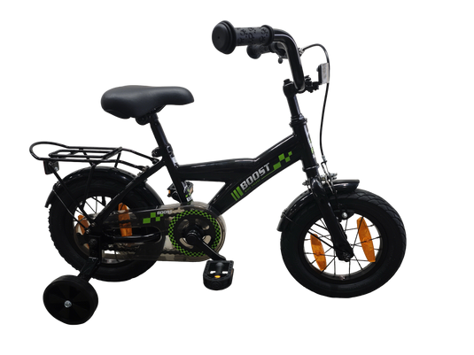 Bikefun kinderfiets boost 12 inch - met zijwieltjes en remnaaf - zwart