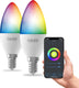 Calex slimme lamp - set van 2 stuks - wifi led verlichting - e14 - smart bulb - dimbaar - rgb en wit licht - 4.9w