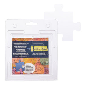 Gel press • gel drukplaat puzzelstuk 10,16x10,16cm