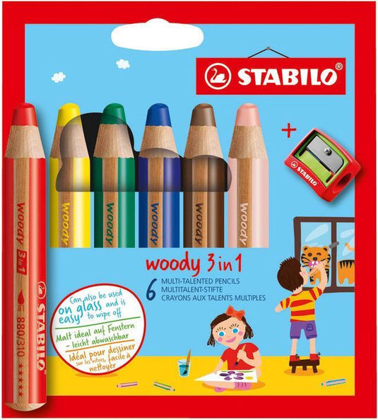 Stabilo woody 3in1 multitalent potloden - 6dlg. met puntenslijper