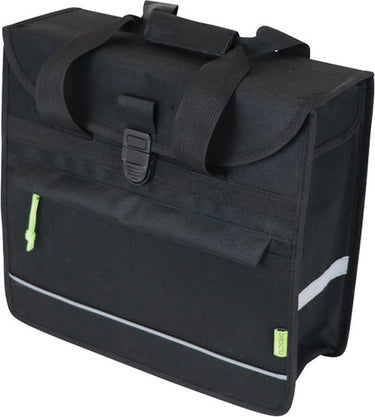 Dresco enkele fietstas basic shopper – inhoud 20 liter - waterafstotend polyester – twee bevestigingshaken klittenbandsluiting - handig voorvak – reflectie aan de voor- en achterzijde - afmeting 37x34x13cm