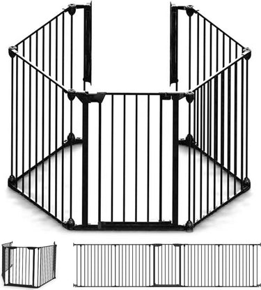 Noma 5 panelen veiligheidshek - kamer verdeler - tot 315 cm - zwart- kachelhek - veiligheidshek voor open haard