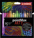 Stabilo pointmax - hardtip fineliner 0,8 mm - arty etui met 15 kleuren