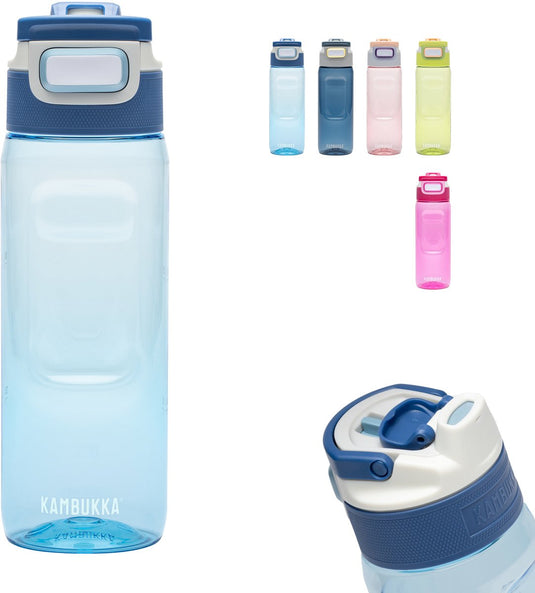 Kambukka elton drinkfles 750ml - crystal blue met 3-in-1 deksel en makkelijke reiniging
