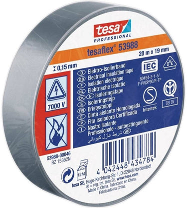 Tesa isolatietape 19mm - 20 meter - grijs