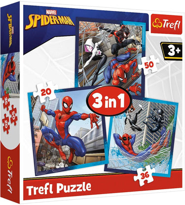 Trefl spider-man disney marvel 3-in-1 puzzel - 106 stukjes - vanaf 3 jaar