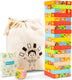 Woet ® houten bloktoren spel - kleurijke stapeltoren met dieren - fsc - balans- en behendigheidsspel voor kinderen - vanaf 3 jaar