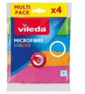 Vileda colors microvezeldoekjes - 4 stuks - kleurrijk - poetsdoeken - schoonmaakdoek