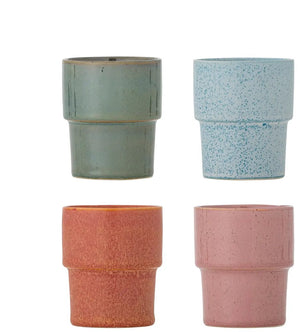 Bloomingville mok aardewerk roze ewan - set van 4