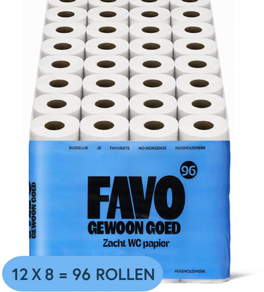 Favo gewoon goed favo toiletpapier – 96 rollen – 180 vellen per rol – zacht sterk wc-papier – voordeelverpakking