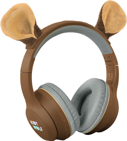 Kidywolf kidyears kinder koptelefoon beer – 85db, bluetooth jack, opvouwbaar, magnetische oortjes, 4+