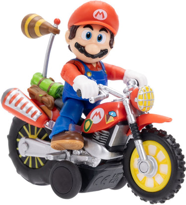 Jakks pacific the super mario galaxy movie action figure met pull back motorcycle mario 6 cm action figuur