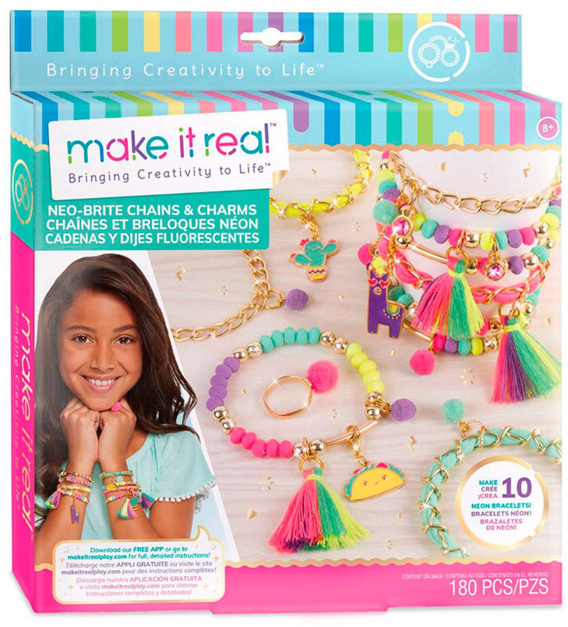 Afbeelding laden in galerijviewer, Make it real - neon armbanden met bedeltjes maken - maak 10 armbanden en een ring
