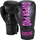 Super pro combat gear champ (kick)bokshandschoenen zwart roze 14oz