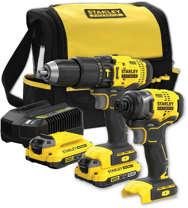 Stanley fatmax v20 18v schroef- klopboormachine + slagschroevendraaier in softbag (met 2x 2.0ah accu en lader) sfmck465d2s-qw