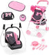 Bayer design opvouwbare poppenbuggy, poppenwagen, dubbele wielen, tas, aankleedkussen, wieg, accessoires