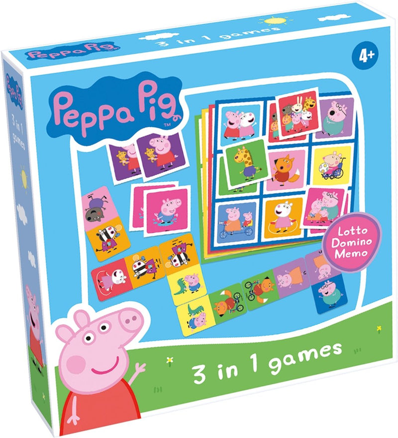 Afbeelding laden in galerijviewer, Tactic peppa pig 3-in-1 spellenverzameling – kaartspel – lotto – domino – memo – kinderspel vanaf 4 jaar
